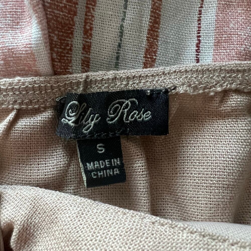 Lily Rose Woman's Tan Striped V Neckline Romper Outfit- Size S - Picture 4 of 12